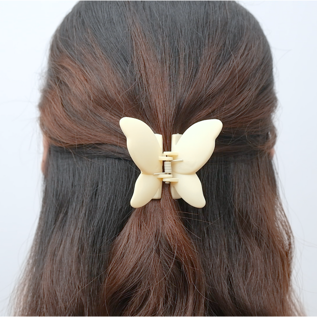 Frosted Butterfly Hair Claw - Beige