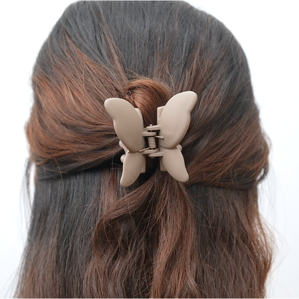 Frosted Butterfly Hair Claw - Dark Brown