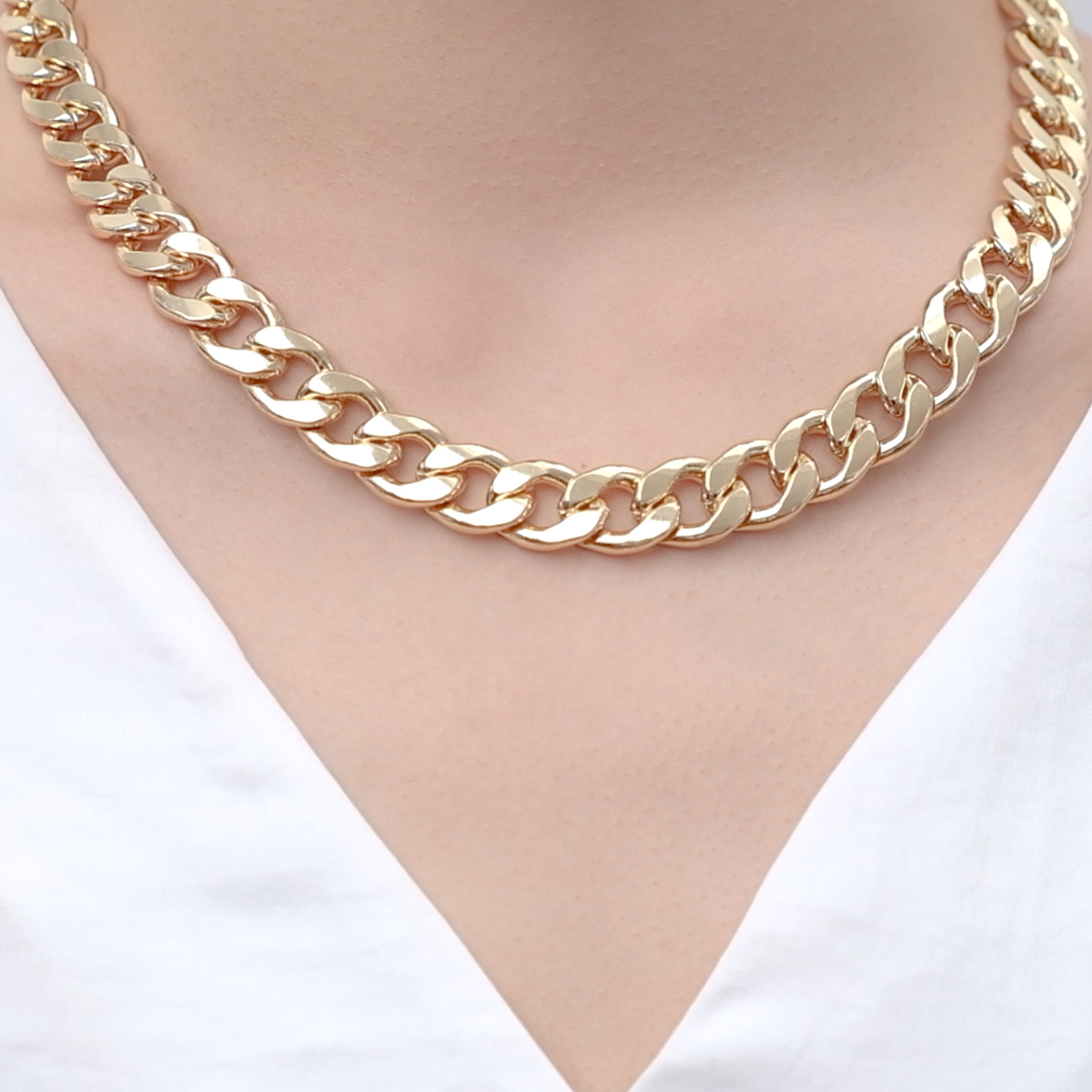 Buy Thick Thin Gold Chain Necklace, Gold Curb Chain, Chunky Gold Necklace,  Gold Cuban Necklace, Chunky Chain Necklace, Gold Statement Necklace Online  in India - Etsy