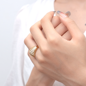 Gold Croissant Dome Ring