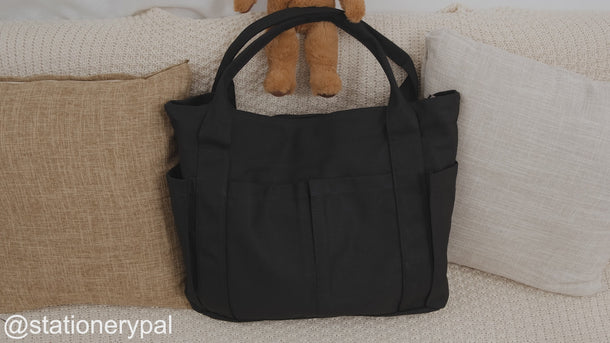 Large Capacity Multi-pocket Tote Bag - Black