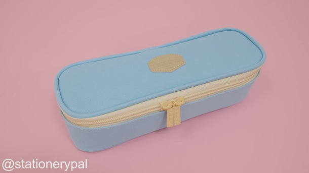 Pastel Zippered Large Pencil Case - Blue