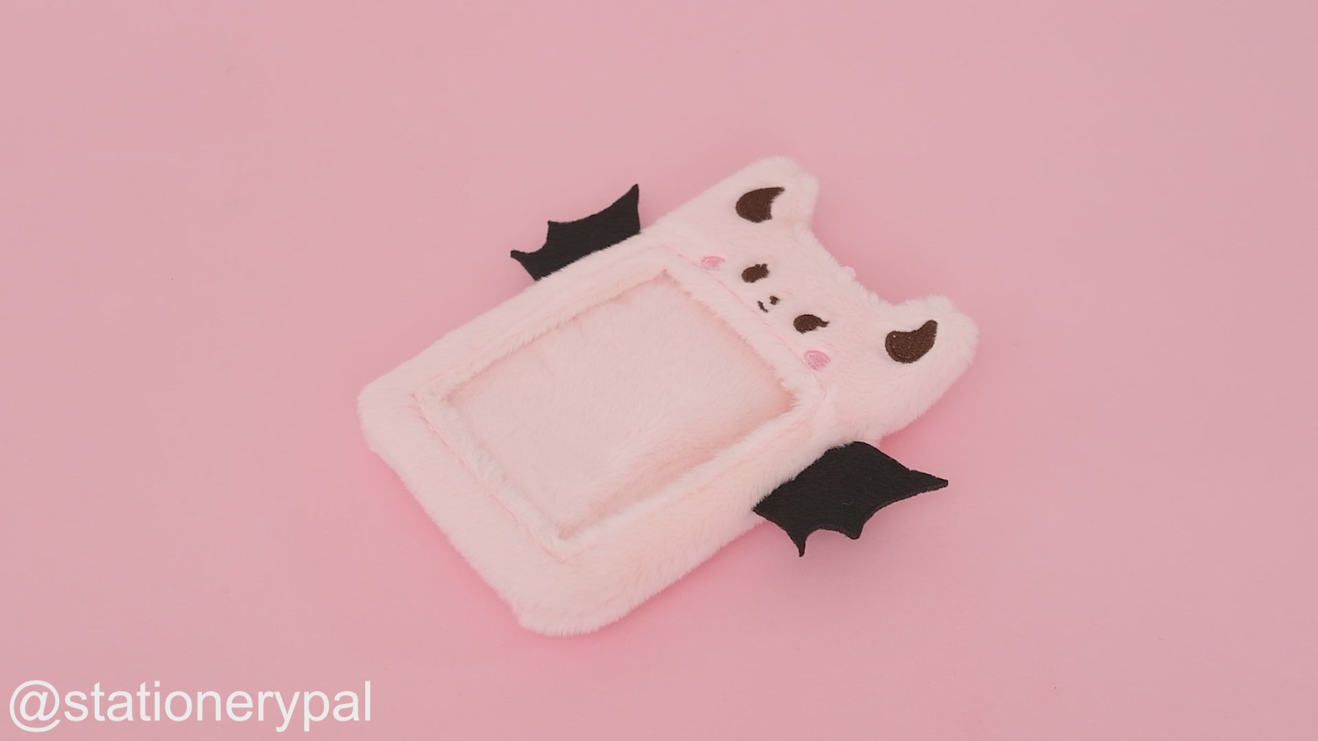 Plushy Bat Photo Card Holder - Pink