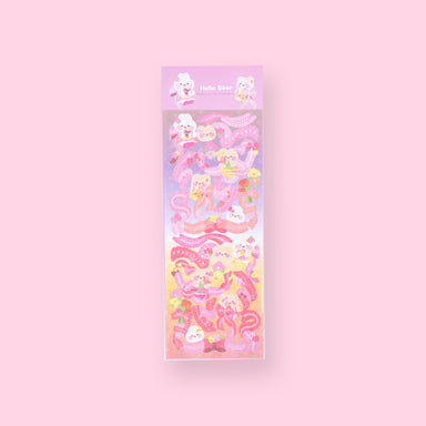 Polco Ribbon Bear Stickers - Pink