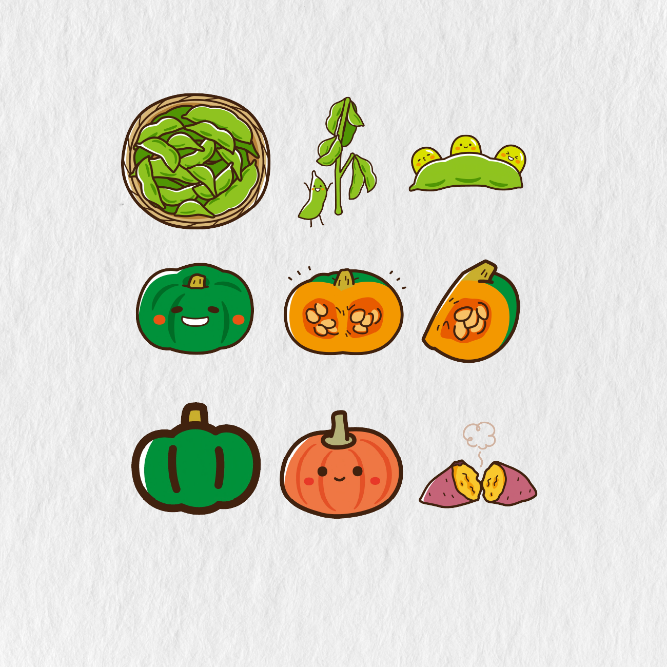 Happy Vegetables Sparkly Stickers