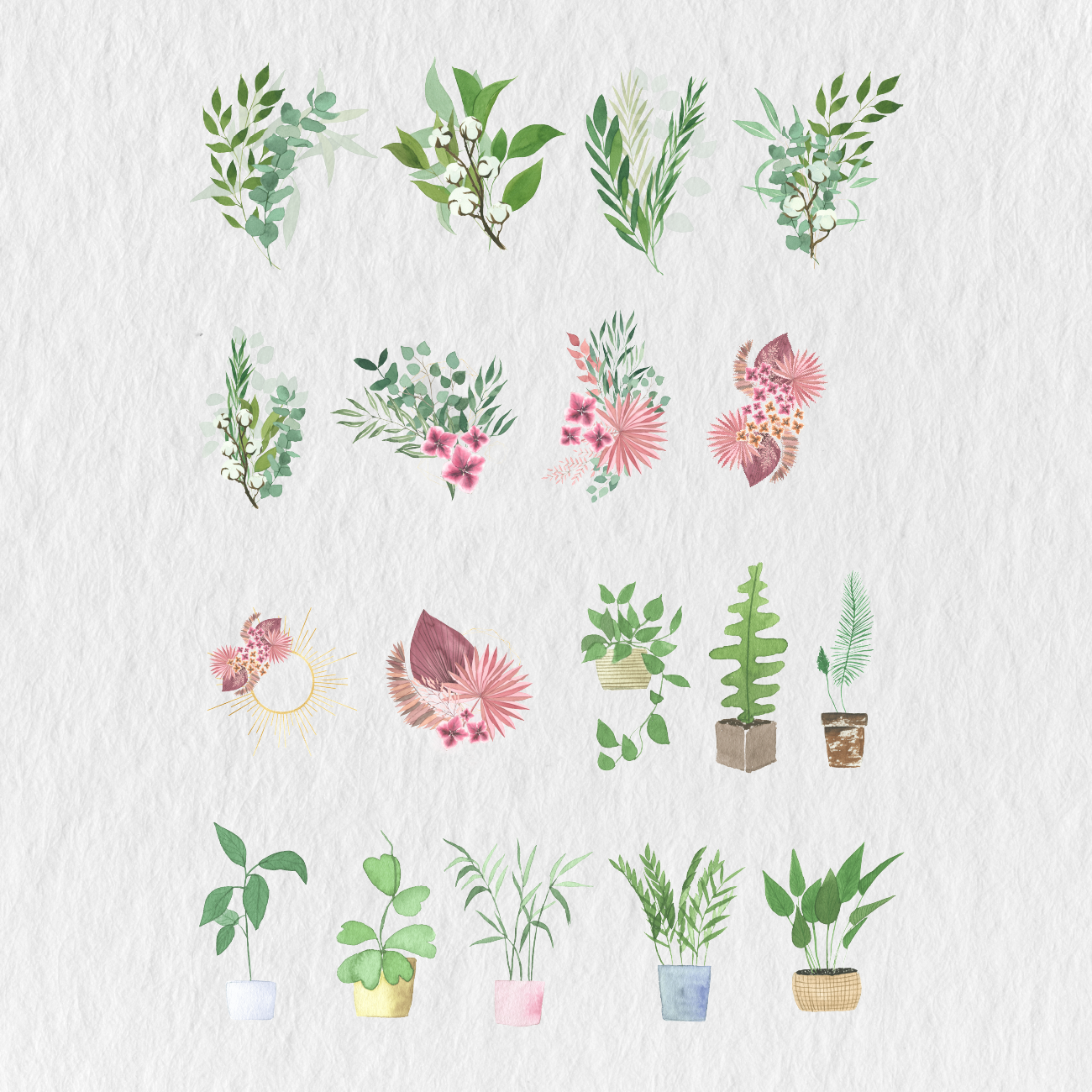 119 Digital Home Decor Watercolor Stickers - Stationery Pal