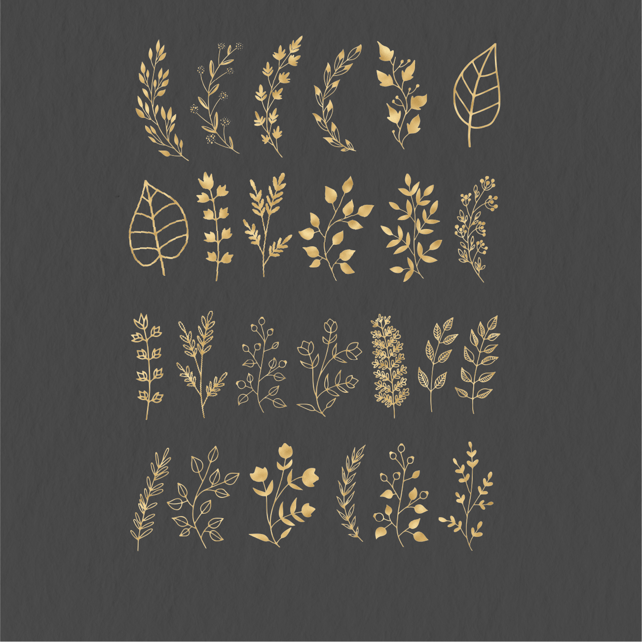 131 Digital Gold Leaves Stickers - Stationery Pal
