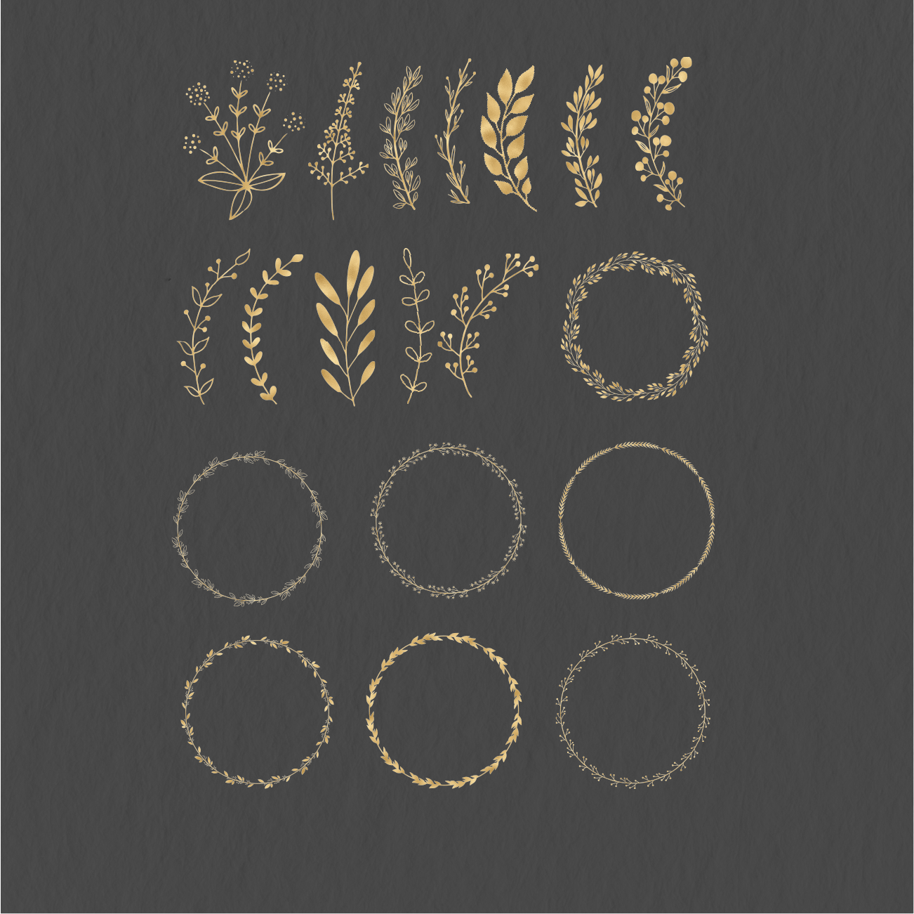 131 Digital Gold Leaves Stickers - Stationery Pal