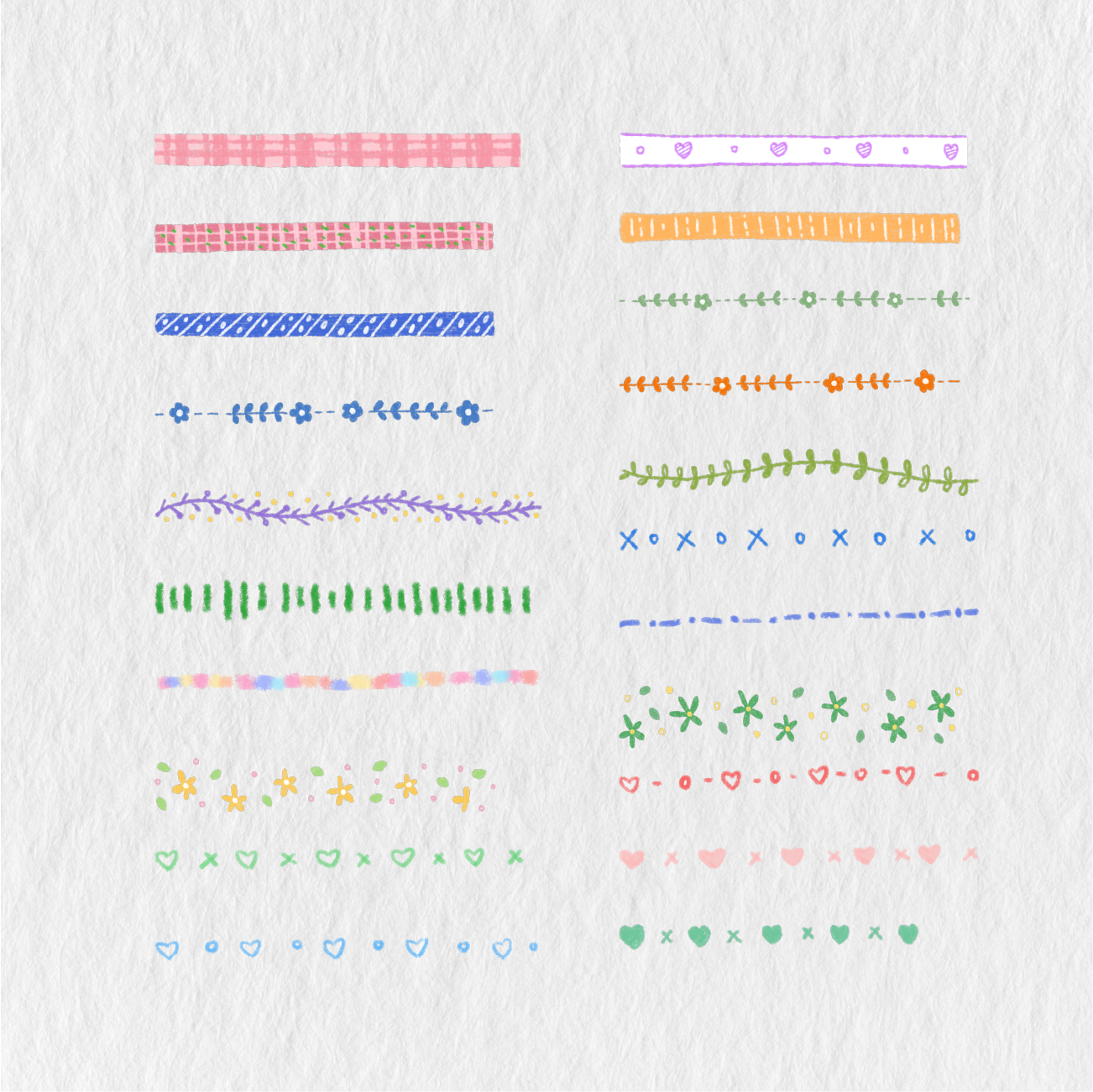 135 Digital Doodle Washi Tape Stickers - Stationery Pal