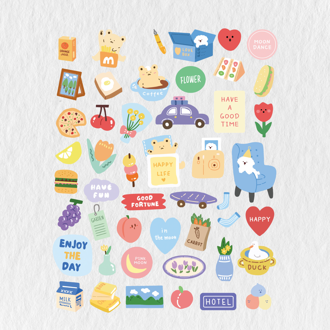 166 Cute Doodle Digital Stickers Set - Stationery Pal