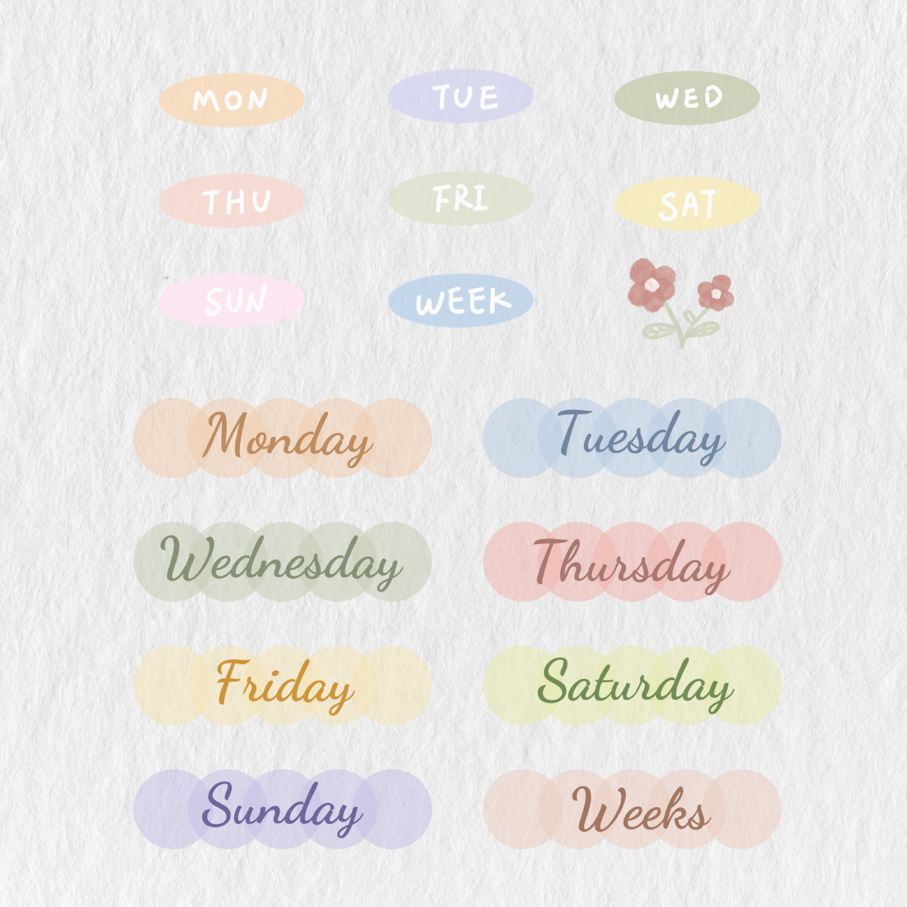 132 Colorful Bullet Journal Digital Stickers