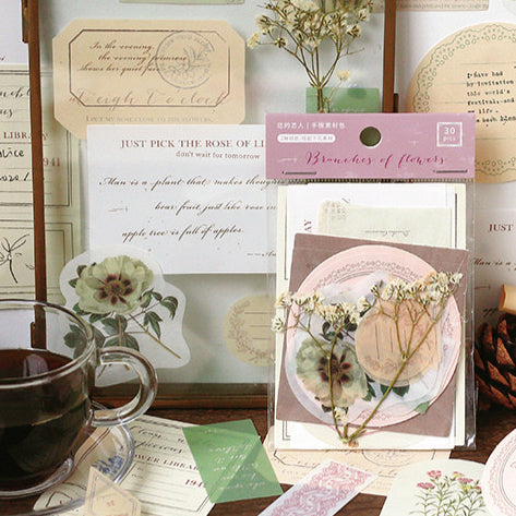 Vintage Scrapbooking Paper Kit - Flower