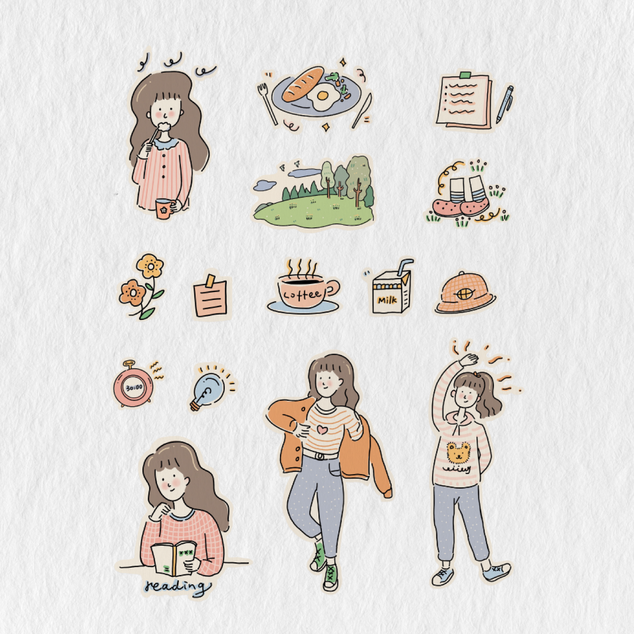 Kawaii Cool Girl Sticker Sheet // Kawaii Stationery, Aesthetic Stationery, Cute  Stickers, Journal Sticker, Pen Pal Letters, Bullet Journal 
