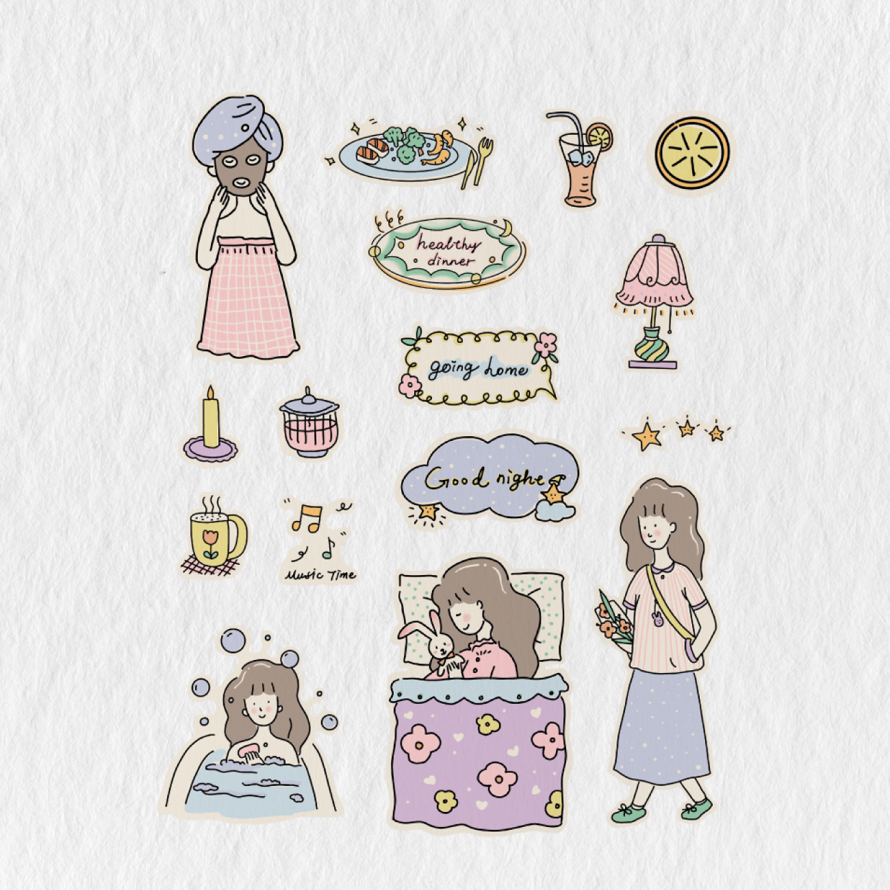 252 Girls Daily Doodle Digital Stickers - Stationery Pal