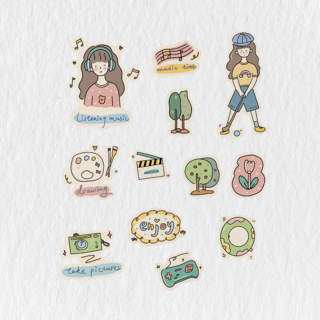 252 Girls Daily Doodle Digital Stickers — Stationery Pal