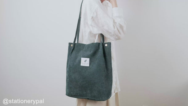 Corduroy Tote Bag - Green