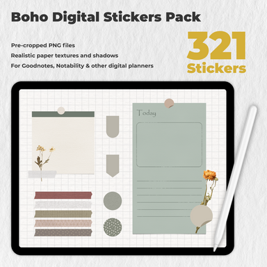 321 Boho Digital Stickers Pack - Stationery Pal