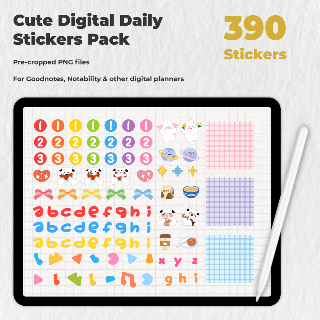 390 Cute Digital Daily Stickers Pack — Stationery Pal