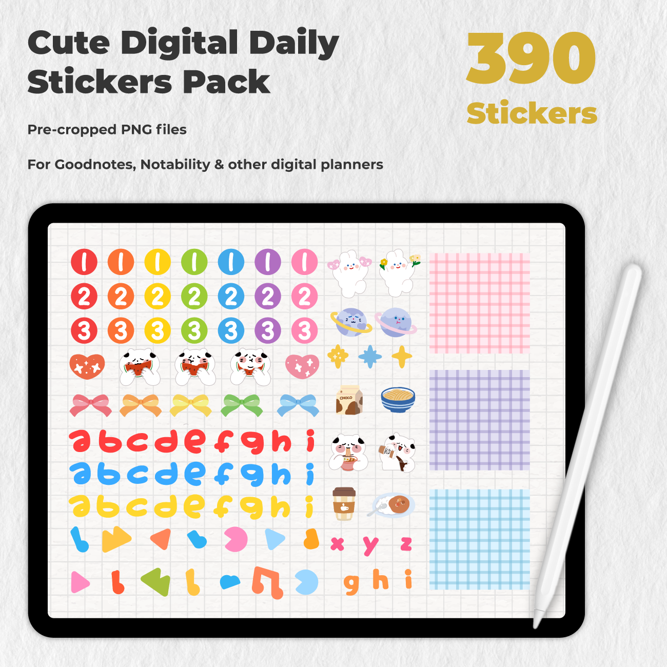 390 Cute Digital Daily Stickers Pack