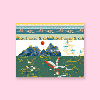 Gold Foil Japanese Retro Washi Tape - Set of 6 - Mountain
