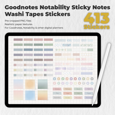 413 Goodnotes Notability Sticky Notes Washi Tapes Stickers - Stationery Pal