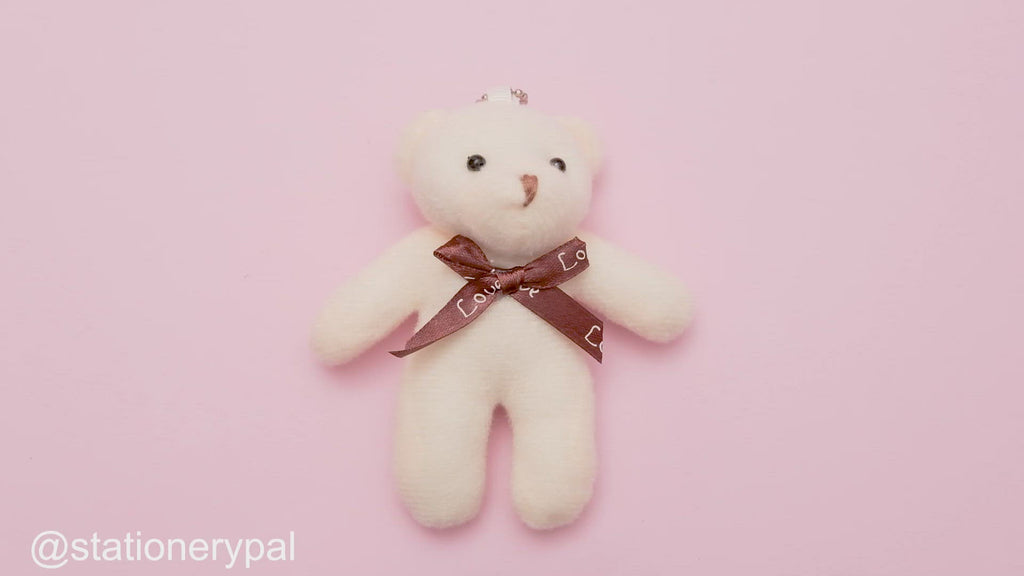 Plushy Teddy Bear Keychain - Ivory White