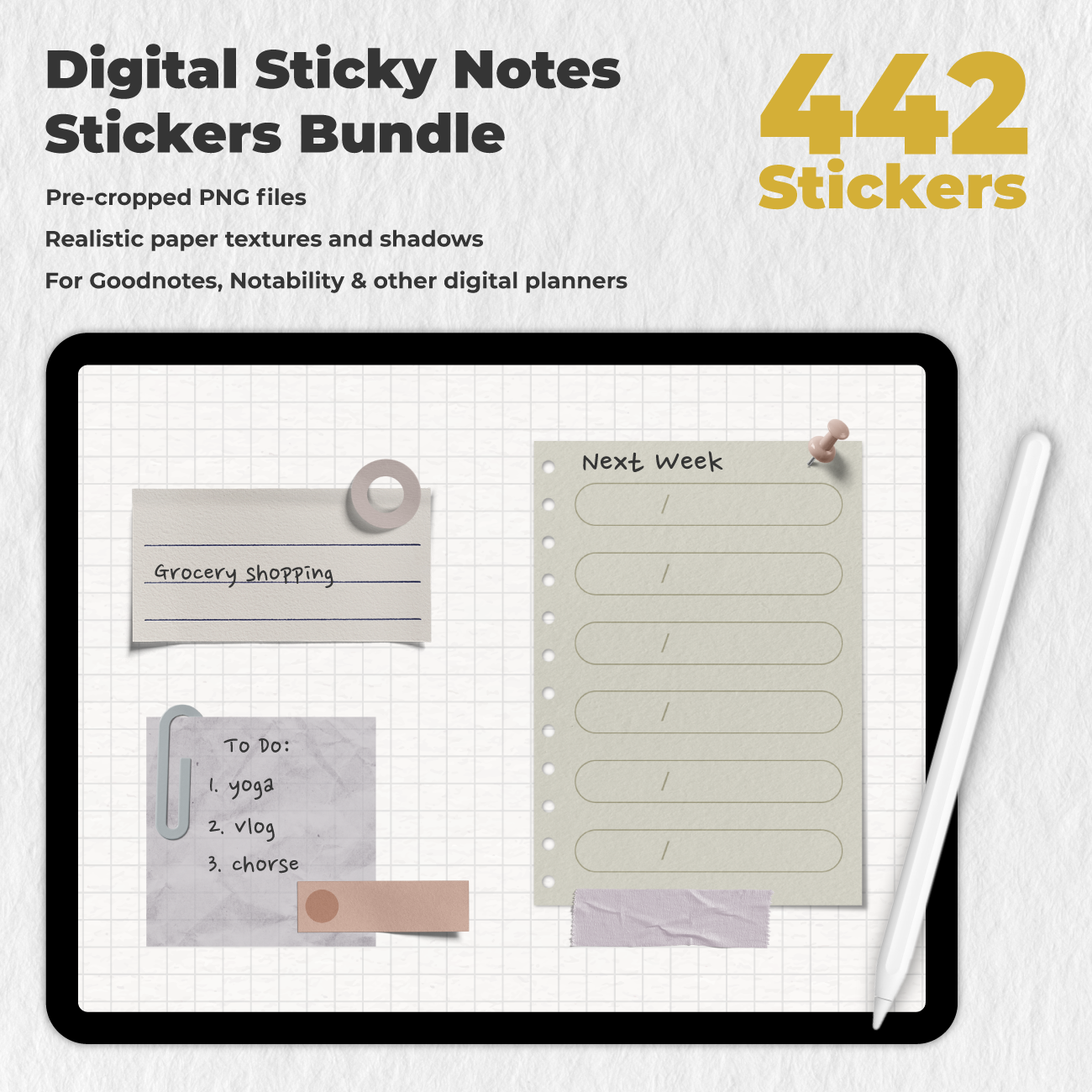442 Digital Sticky Notes Stickers Bundle - Stationery Pal