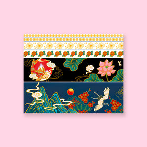 Gold Foil Japanese Retro Washi Tape - Set of 6 - Spring Mountain - Stationery Pal