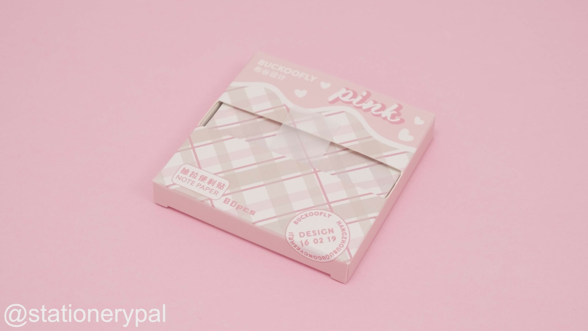 Plaid Pull-Out Sticky Notes - Pink