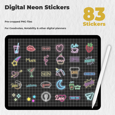83 Digital Neon Stickers - Stationery Pal