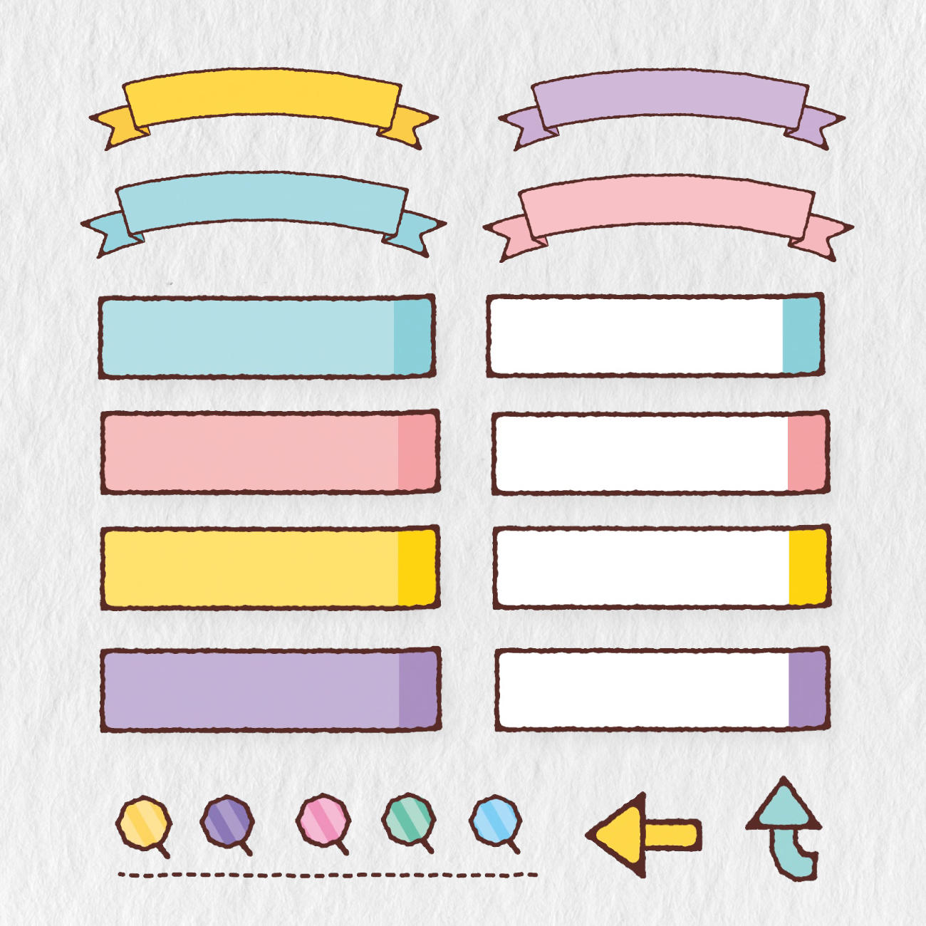 Digital Bullet Journaling Paper Notes Stickers Banners Stamps Washi Tapes  Stock Vector by ©Natalie-art 664407092