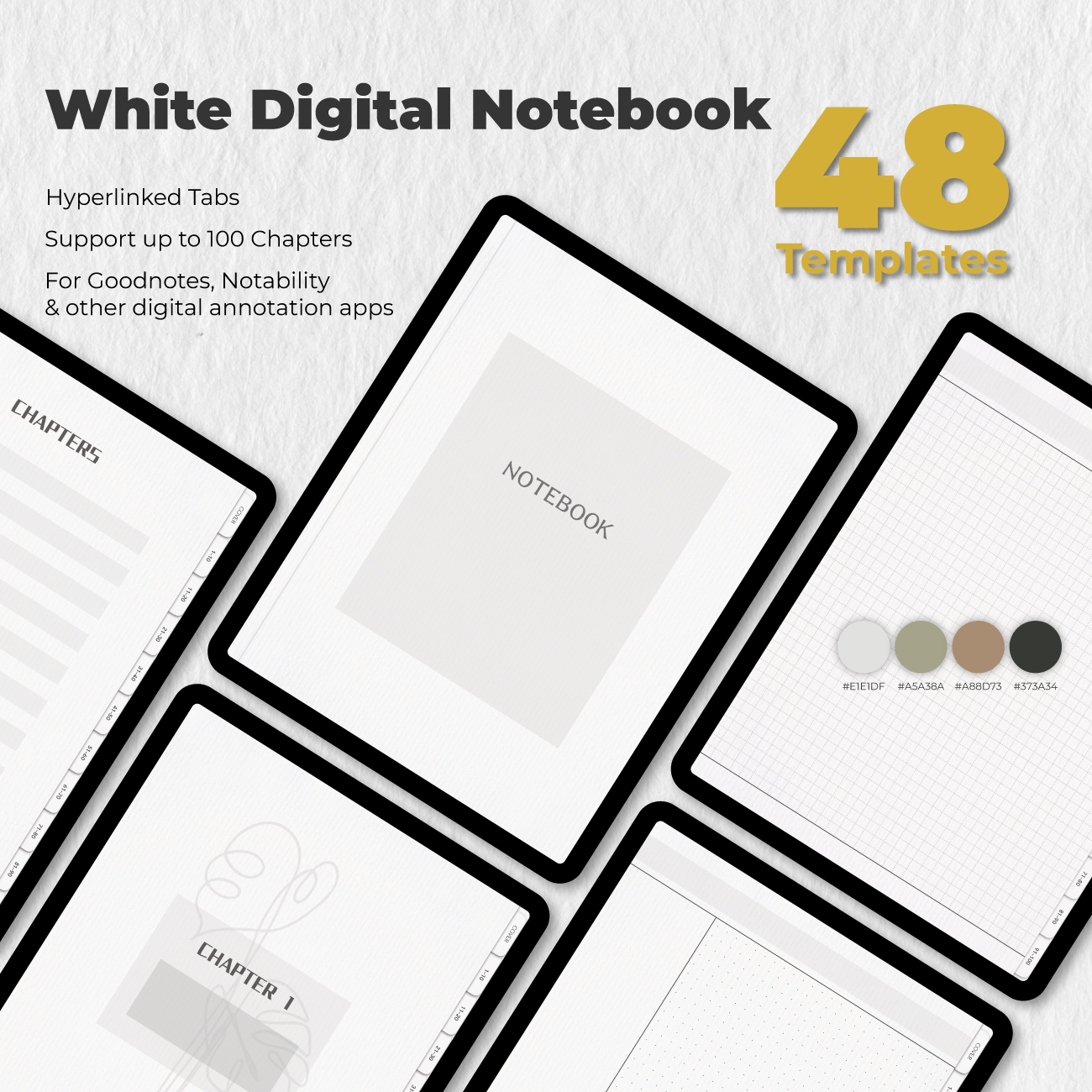 Digitales Notizbuch aus weißem Papier für Goodnotes Notability