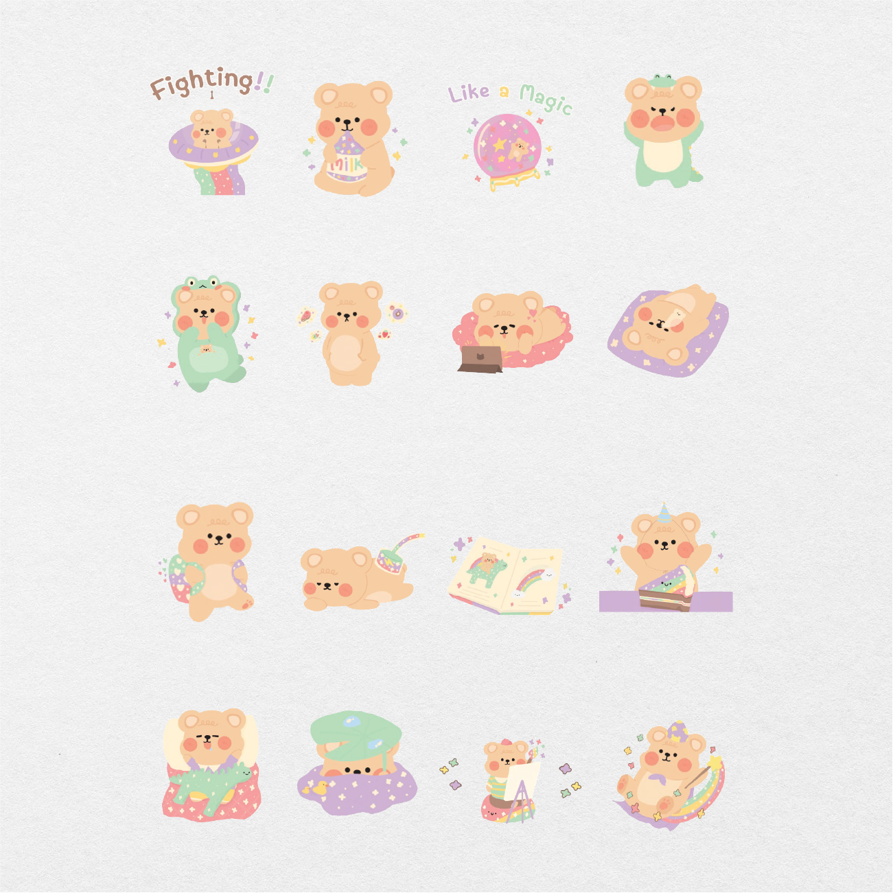 355 Digital Cute Bear Sticker Bundle - Stationery Pal