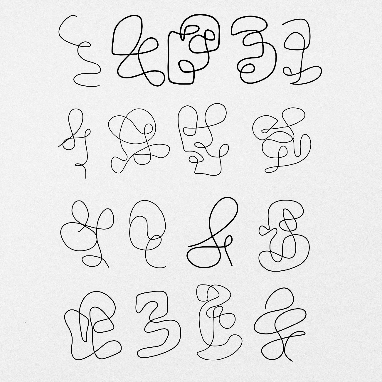 162 Digital Abstract Drawing Sticker Bundle - Stationery Pal