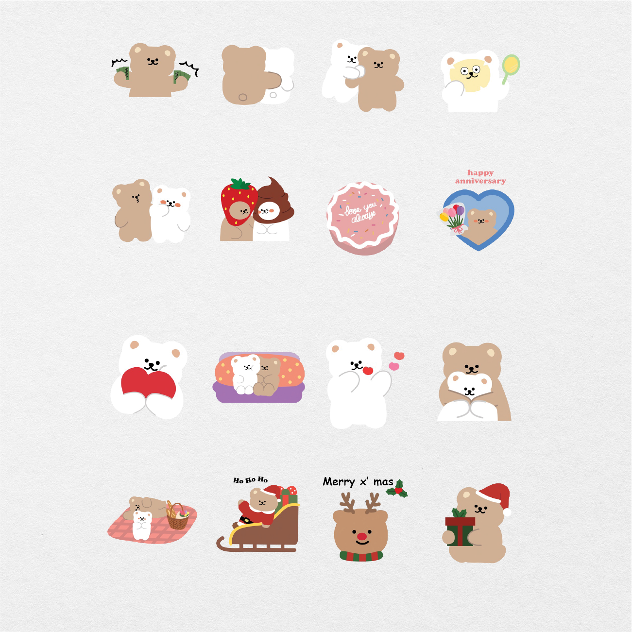 Korean Bear Stickers PNG Picture, Cute Korean Bear Happy Birthday