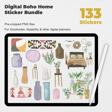 133 Digital Boho Home Sticker Bundle - Stationery Pal