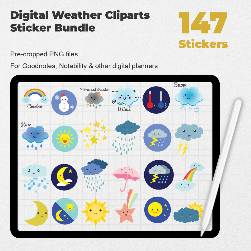 91 Digital Journal Elements Sticker Bundle — Stationery Pal