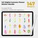 147 Digital Autumn Flower Sticker Bundle - Stationery Pal