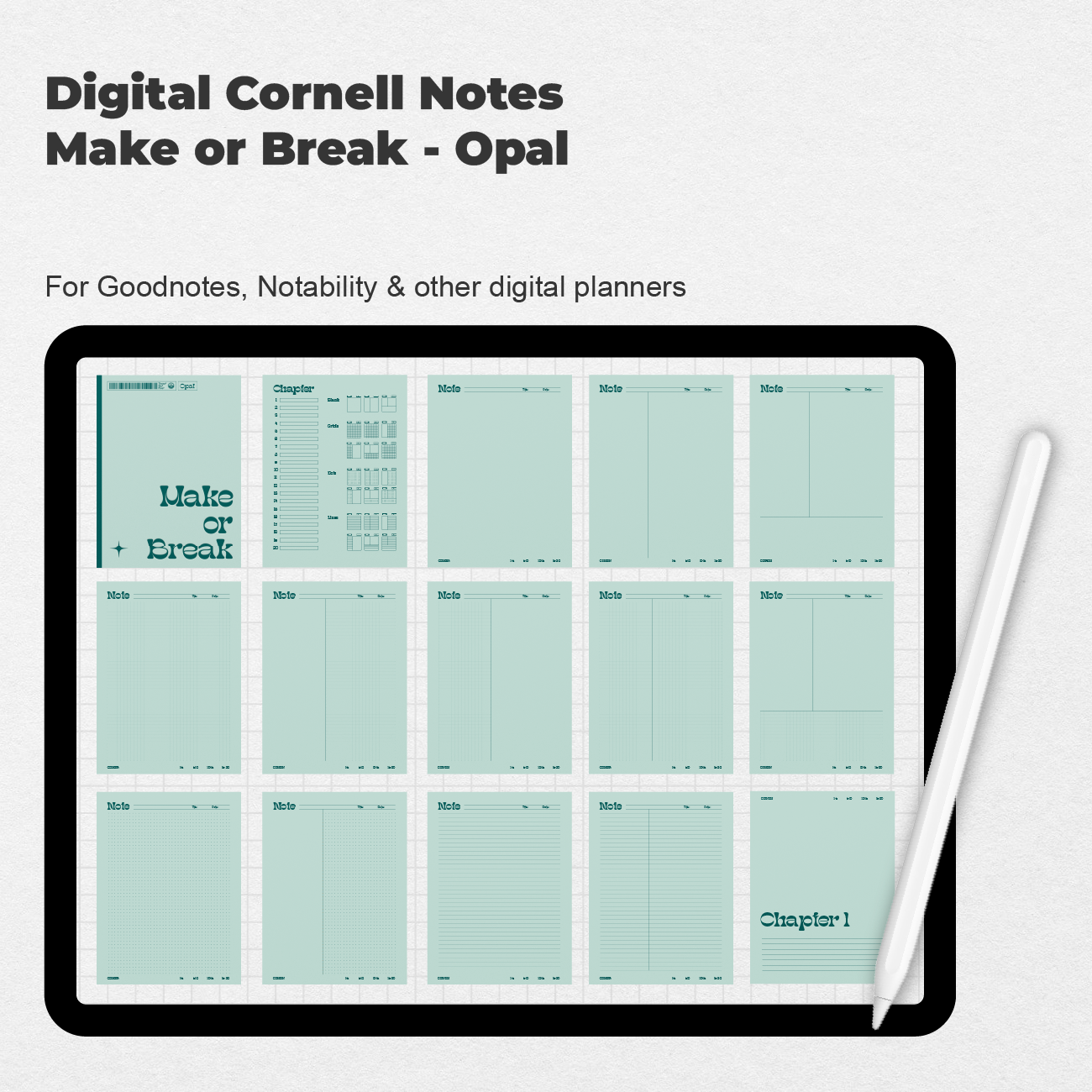 Digital Cornell Notes Make or Break - Opal - Stationery Pal