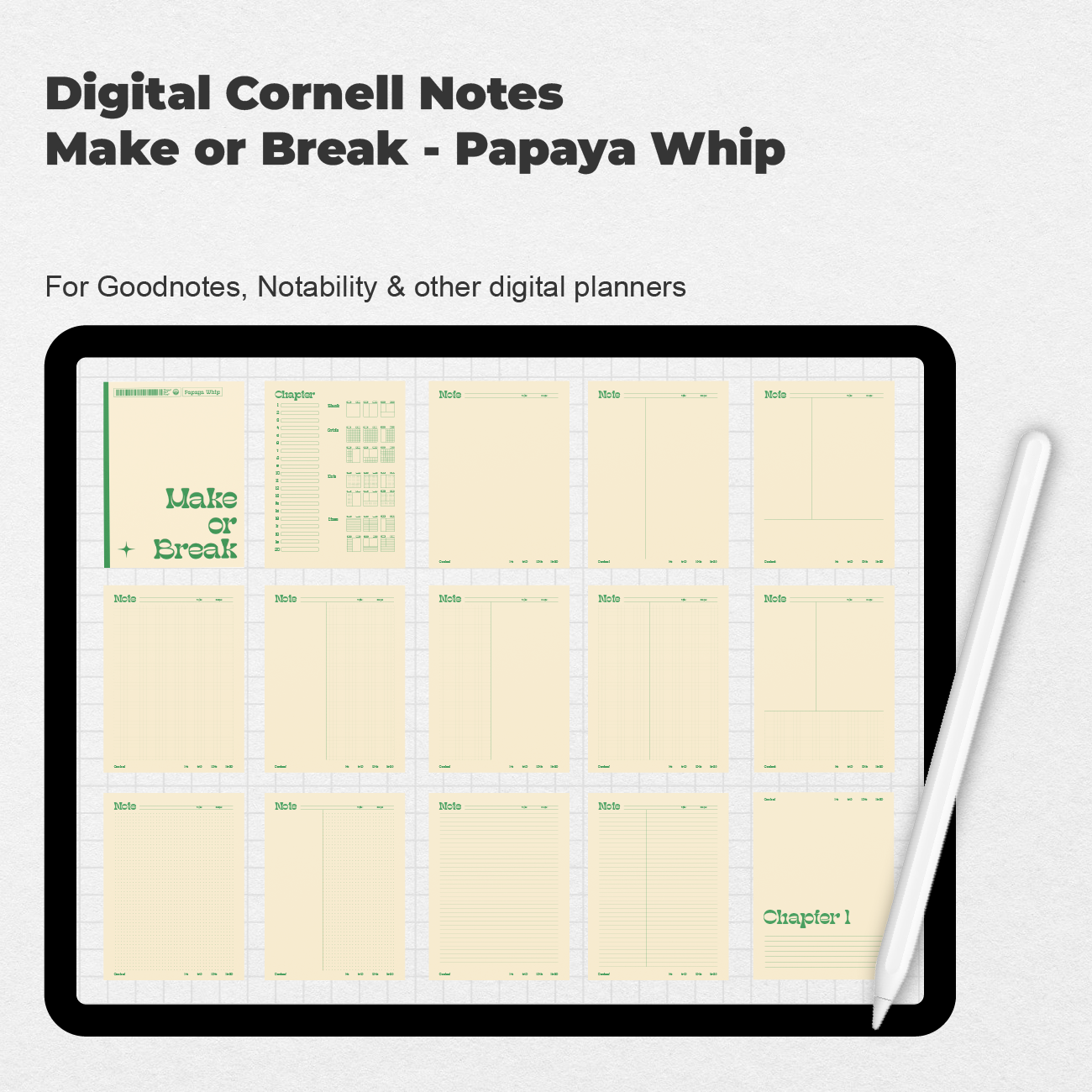 Digital Cornell Notes Make or Break - Papaya Whip - Stationery Pal