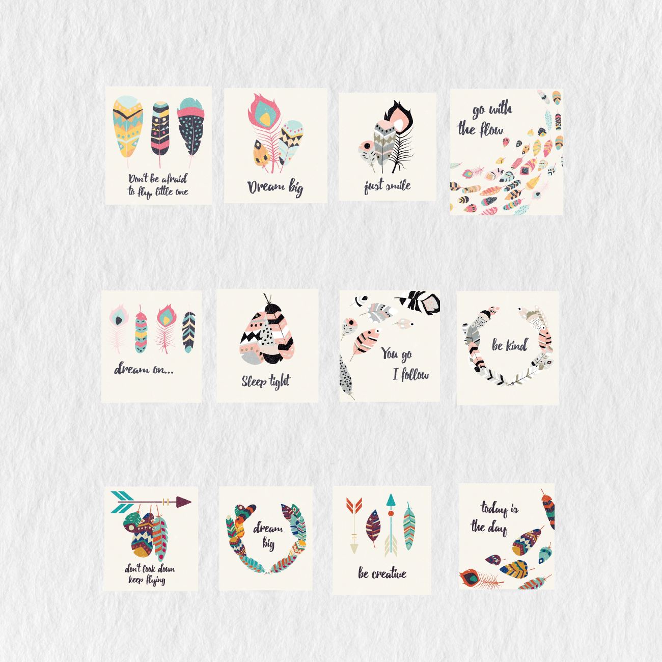 224 Digital Ethnic Feathers Sticker Bundle - Stationery Pal