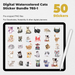 50 Digital Watercolored Cats Sticker Bundle - Stationery Pal