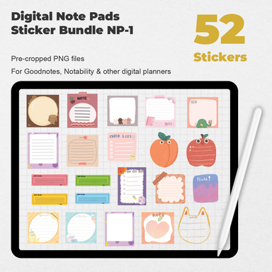 52 Digital Note Pads Sticker Bundle - Stationery Pal