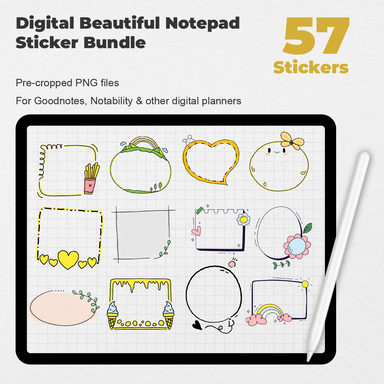57 Digital Beautiful Notepad Sticker Bundle - Stationery Pal