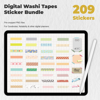 209 Digital Washi Tapes Sticker Bundle - Stationery Pal