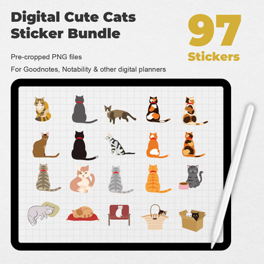 97 Digital Cute Cats Sticker Bundle - Stationery Pal