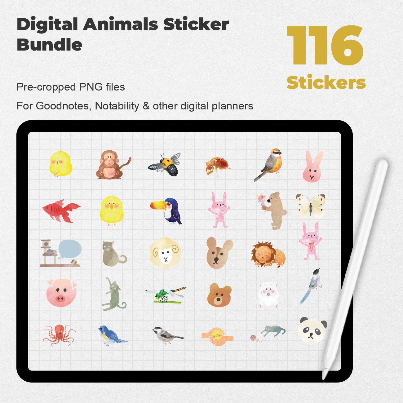 116 Digital Animals Sticker Bundle - Stationery Pal