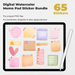 65 Digital Watercolor Memo Pad Sticker Bundle - Stationery Pal