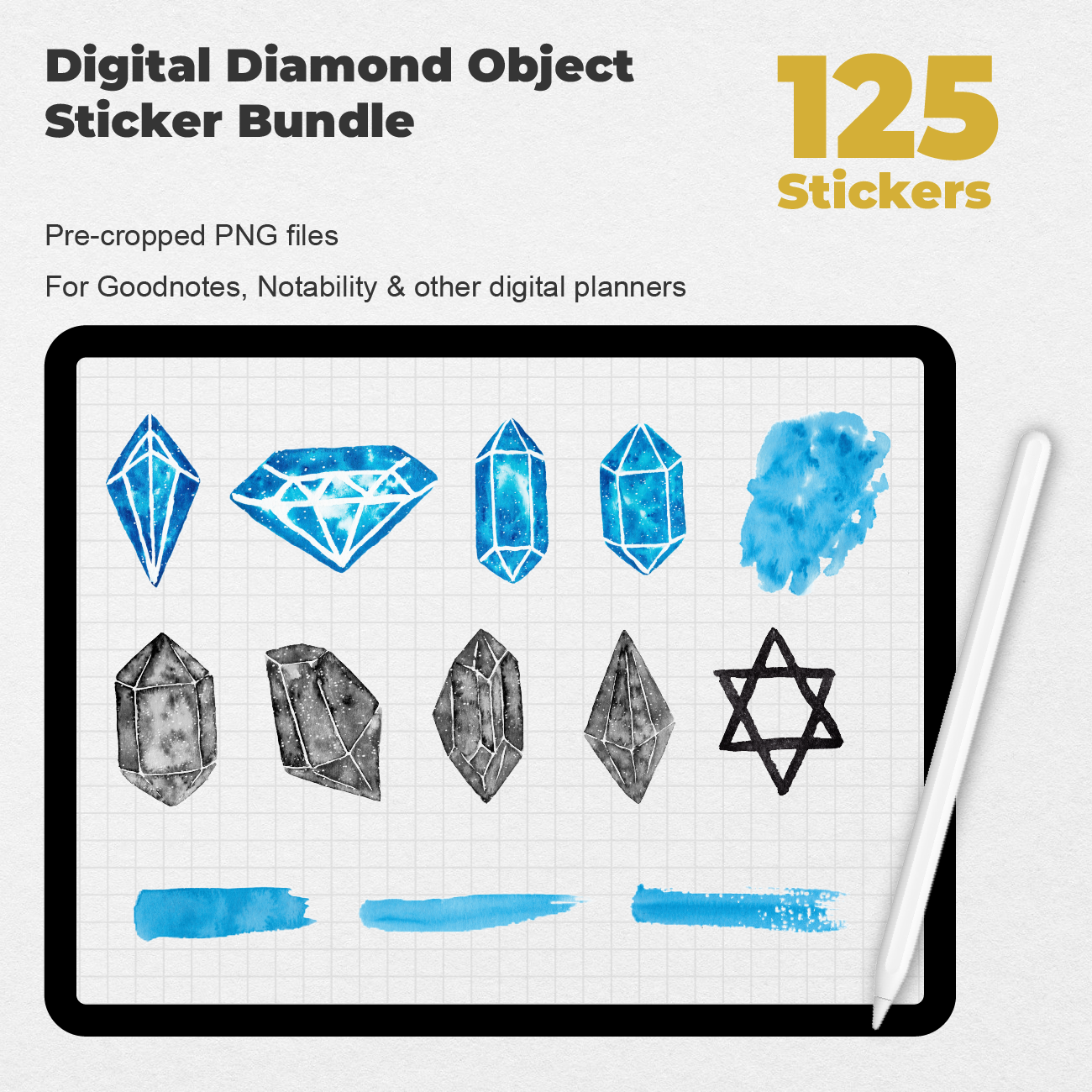 125 Digital Diamond Object Sticker Bundle - Stationery Pal