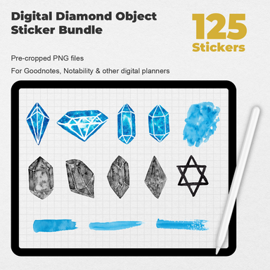 125 Digital Diamond Object Sticker Bundle - Stationery Pal